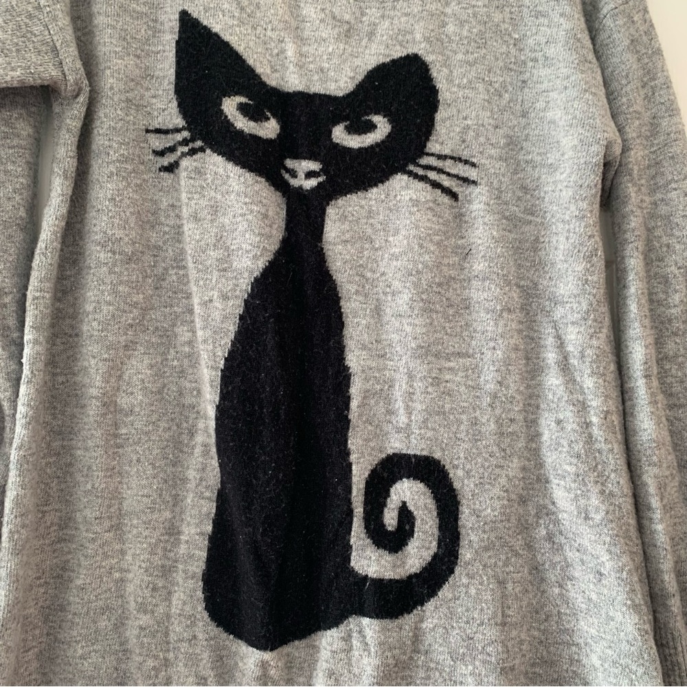 Cliche Grey Sweater with Black Cat Print 🐈‍⬛ Sz M - Picture 2 of 8